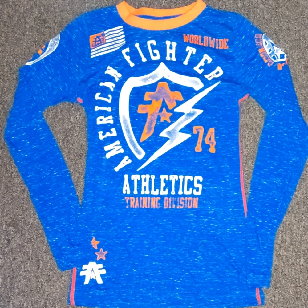 Blue American Fighter Womens Long Sleeve Shirt size S